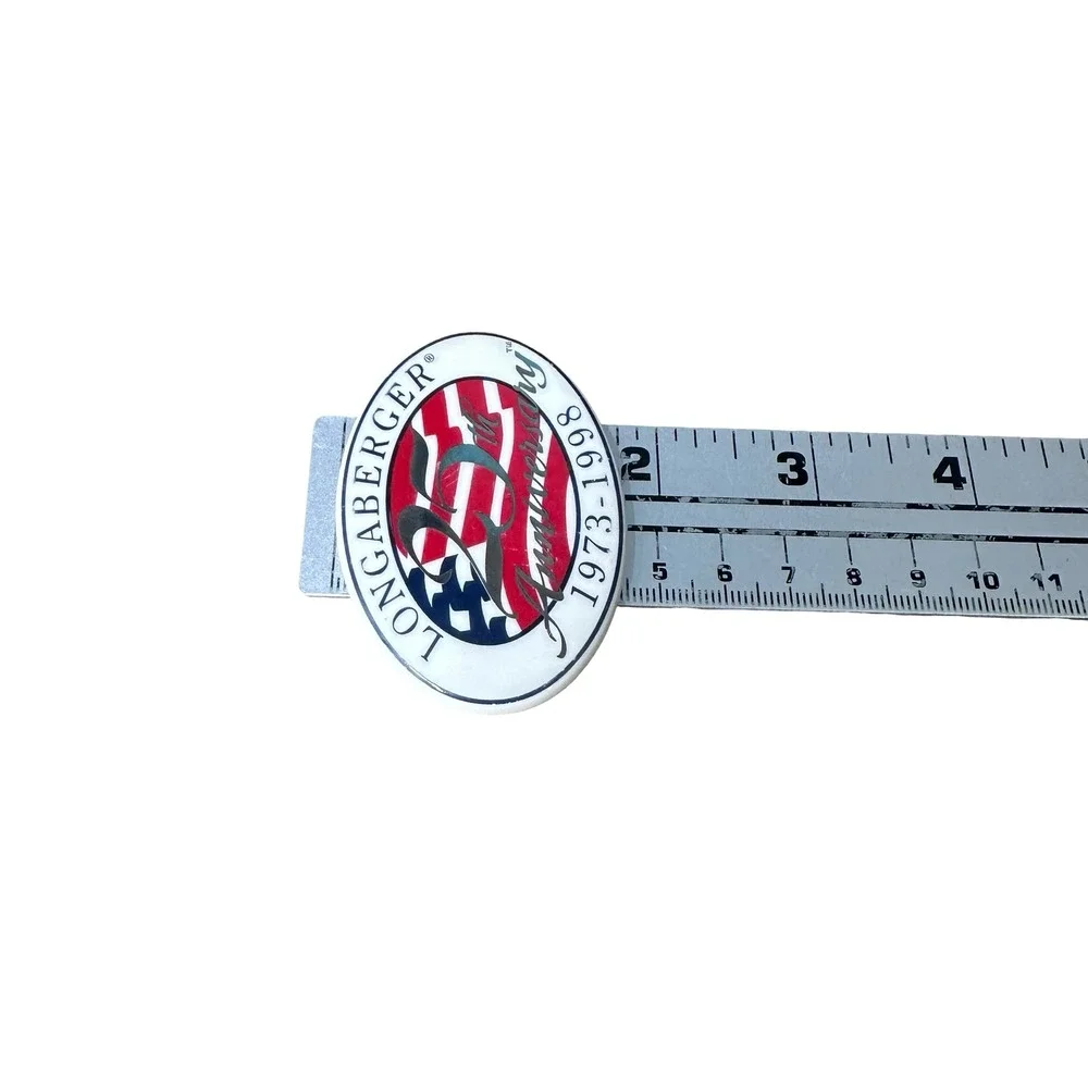 Longaberger 25th Anniversary Ceramic Basket Tie-On‎ 1973-1998 American Flag Oval